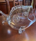 Blenko Style Shannon Crystal Clear Art Glass Fish Shaped Bowl/Vase/Planter Large
