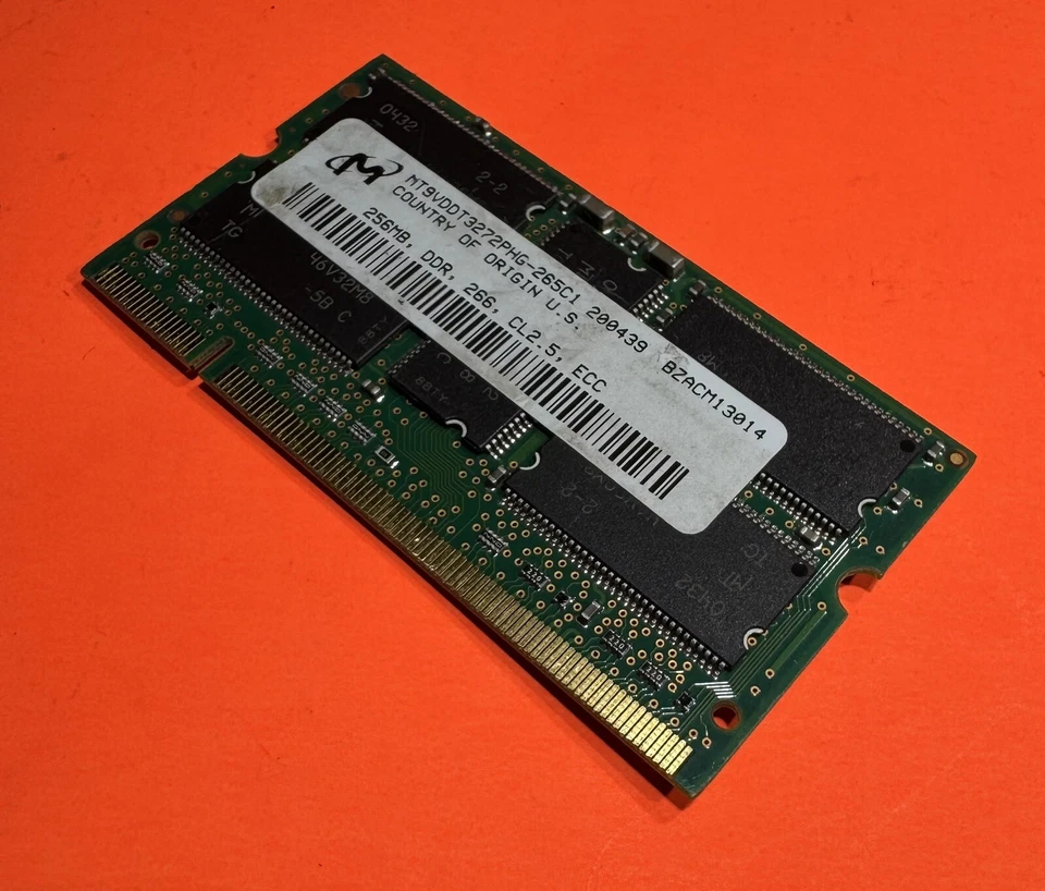 MT9VDDT3272PHG-265C1 Micron 256MB 200p PC-2100 1Rx8 DDR-266 CL2.5 ECC SODIMM - Image 4 of 4