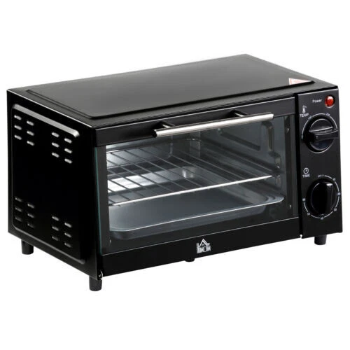 Mini Oven 9L Grill Toaster Timer Baking Tray Rack 750W Work Home Lunch Time