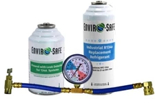 R 134a Refrigerant Replacement+R134a Leak Sealant w/UV Dye - 1 Can ea. and Gauge