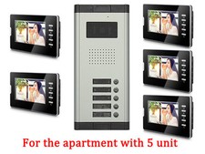 Apartment 5 Units Wired Video Door Phone Audio Visual Entry Intercom System 1V5