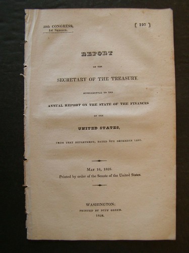Government Report 1828 Annual Report State of the Finances of the United States