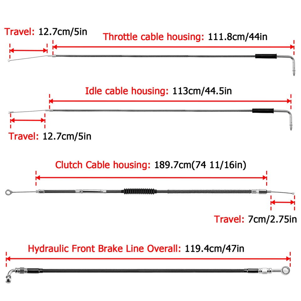 Kit de cable extendido de manillar MOFUN sin ABS de 12"-14" para Harley Softail FLS FXS Foto 2 de 4
