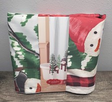 St Nicholas Square Fabric Shower Curtain Yuletide Snowman 70X70 Holiday NEW