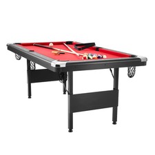 Uimoso 6.3ft Billiards Table Portable Pool Table Red Cloth for Family Game Room