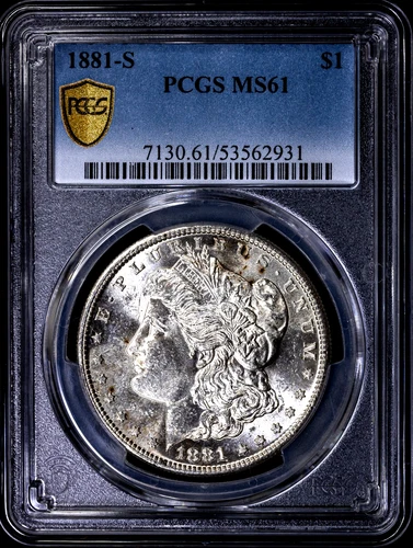 1881-S Morgan Silver Dollar PCGS MS61 Lustrous Better Eye Appeal Fresh Slab