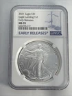 American Silver Eagle Coin - 2021 1oz .999 Silver MS 70 NGC Eagle Landing T-2