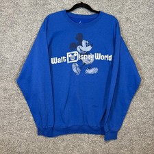 Walt Disney World Sweatshirt Adult Medium Blue Hanes Fleece Pullover Mickey Mous