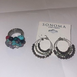 Jewelry lot beaded stretch ring Sonoma beaded earrings