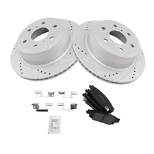 Rear Performance Brake Rotor & Ceramic Pad Kit Compatible with Chevy Truck SUV 