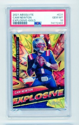 2021 Panini Absolute Cam Newton Explosive Gold  1/10 #E31 PSA 10 Jersey # B2