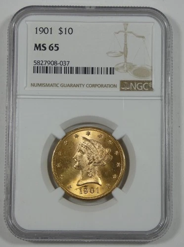 1901 GOLD Liberty Head Eagle $10 CERTIFIED NGC MS 65
