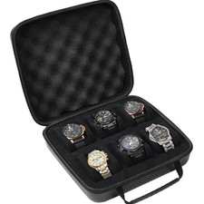 Watch Travel Case Polyester 6 Slots Organizer with Cushions for Men Women
