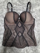 Jezebel Bra, 36C Black Push-up Corset Bustier Mesh Adjustable Stap Top Goth