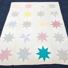 Vintage Beautiful Quilt Different Pieces Hand Woven size 60x63 inches
