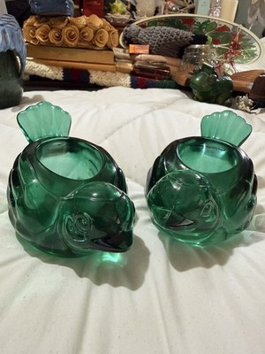 Vintage Indiana Emerald Green Glass Bird Votive Tea Light Candle Holder