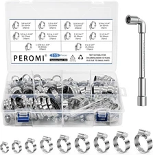 115PCS Hose Clamp Kit -8size(5/16'' to 2'' ), Silver 