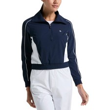 Original Penguin Cropped 1/4 Zip Colorblock Golf Pullover Bright White - SS25