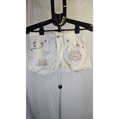 White Miss Me Rhinestone Sequin Western Short