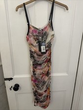 BNWT MARCIANO  By Guess JENNIFER LOPEZ Pink & Grey Ruched Dress XS UK 6/8