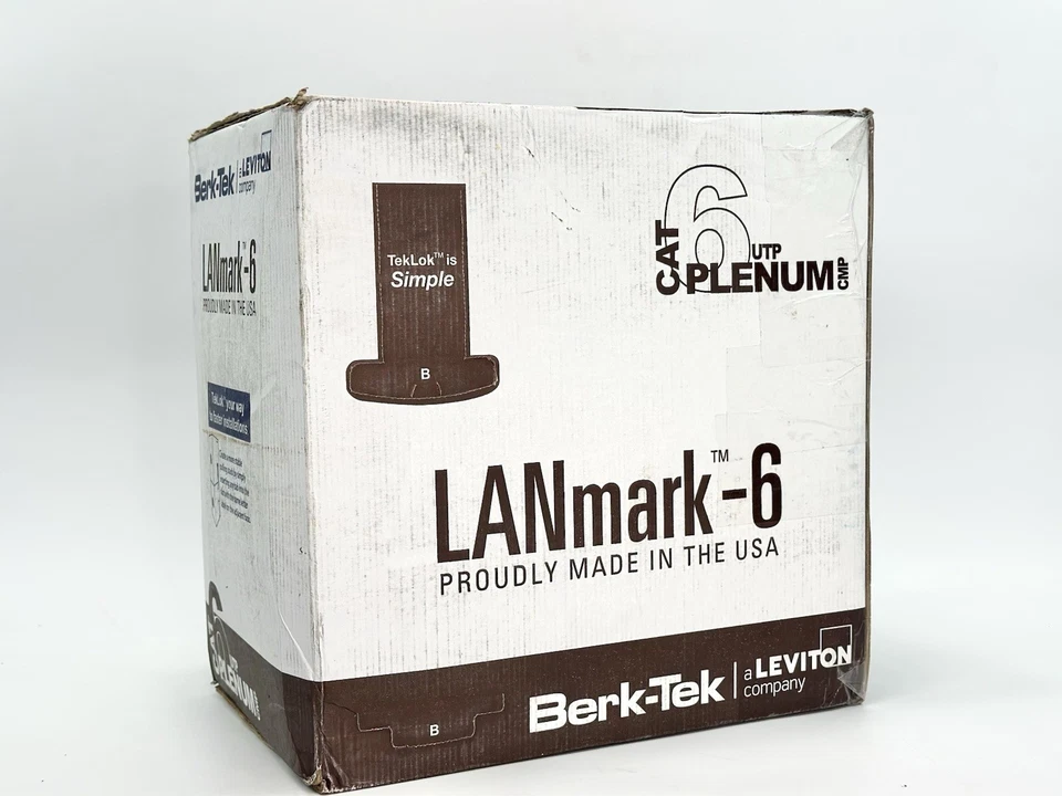 NUEVO Caja abierta Berk-Tek LANmark-6, Cat6 Plenum CMP, UTP, cable de datos, 410 pies, AZUL Foto 4 de 4