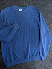Vtg Jerzees Sweatshirt Adult XL Blue Crewneck Pullover Made In USA Blank
