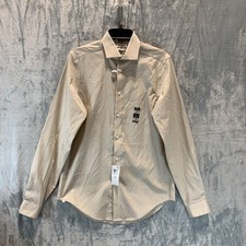 Calvin Klein Men's Button Up Shirt M Taupe Tan Steel  Slim Fit Stretch 34/35