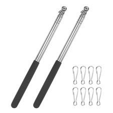 Confezione da 2 pali telescopici portabandiera, 4,6 piedi/1,4 m asta in acciaio inox [nero]