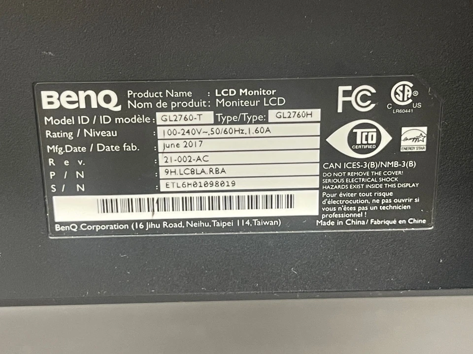 BenQ GL2760-T 27-inch 1920 x 1080 LCD Monitor - Image 3 of 3