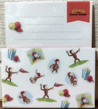 MC. Active Life with Curious George Mini Letter 8 & Envelope 4 SET MADE IN JAPAN