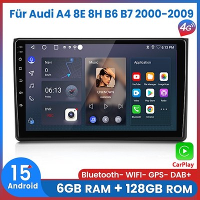 Für Audi A4 8E 8H B6 B7 2000-2009 Carplay Android15 Autoradio GPS Navi DAB+ 128G