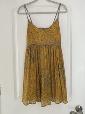 Boho Free People Periscopes Sky mini dress, yellow with braided strap detail XS