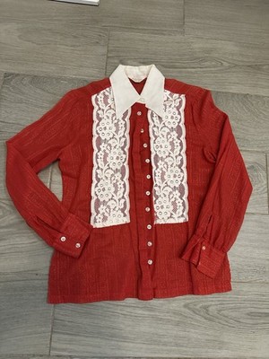 Vintage Limited Edition Ship'n Shore Red Blouse Size Medium 34