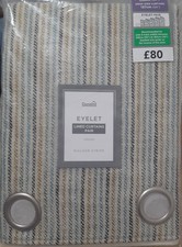 Dunelm Lined Curtains Eyelet Walker Tonal Stripe Green 90" (228cm) x 54" (137cm)