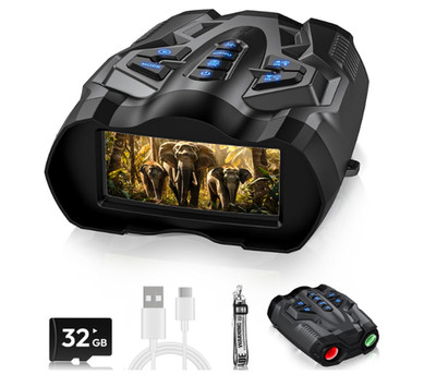 Gafas Visión Nocturna 4K con Zoom 10X, IR 9 Niveles y Pantalla HD 3.5''. Nuevo