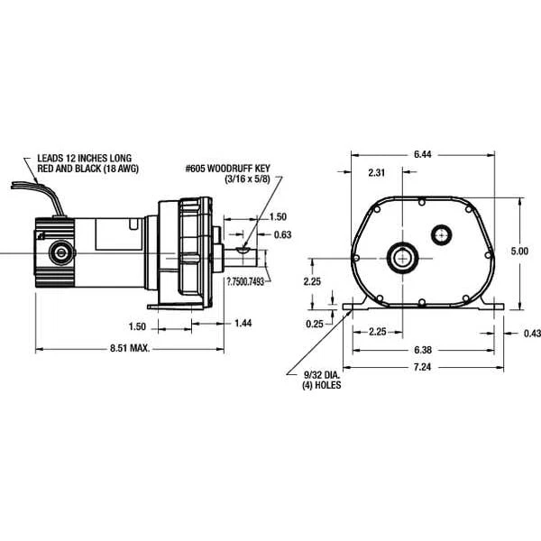 Dayton 1Lpl1 Dc Gearmotor, 6.5 Rpm, 90V, Tenv - Image 2 of 2