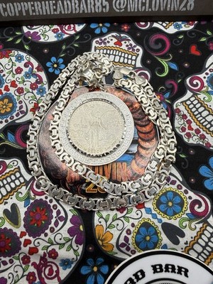 22'' Sterling Silber Byzantiner Kette mit 1983 Libertad 1oz mit 0,925 Lünette 80 Gramm