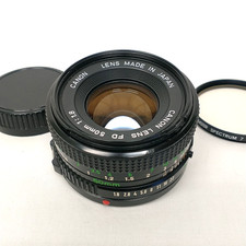 Canon Lens FD 50mm 1:1.8 Manual Focus Black Camera Lens Nice Cap Filter