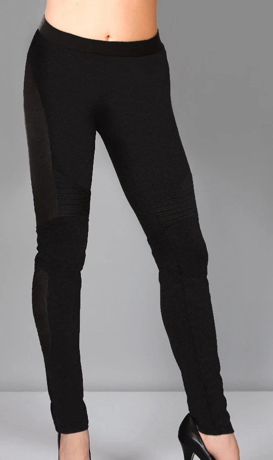 Leggings Hale Bob Ponte | Parches de cuero arrugado | Negro o marrón XS 0RDW8013 * Foto 2 de 2