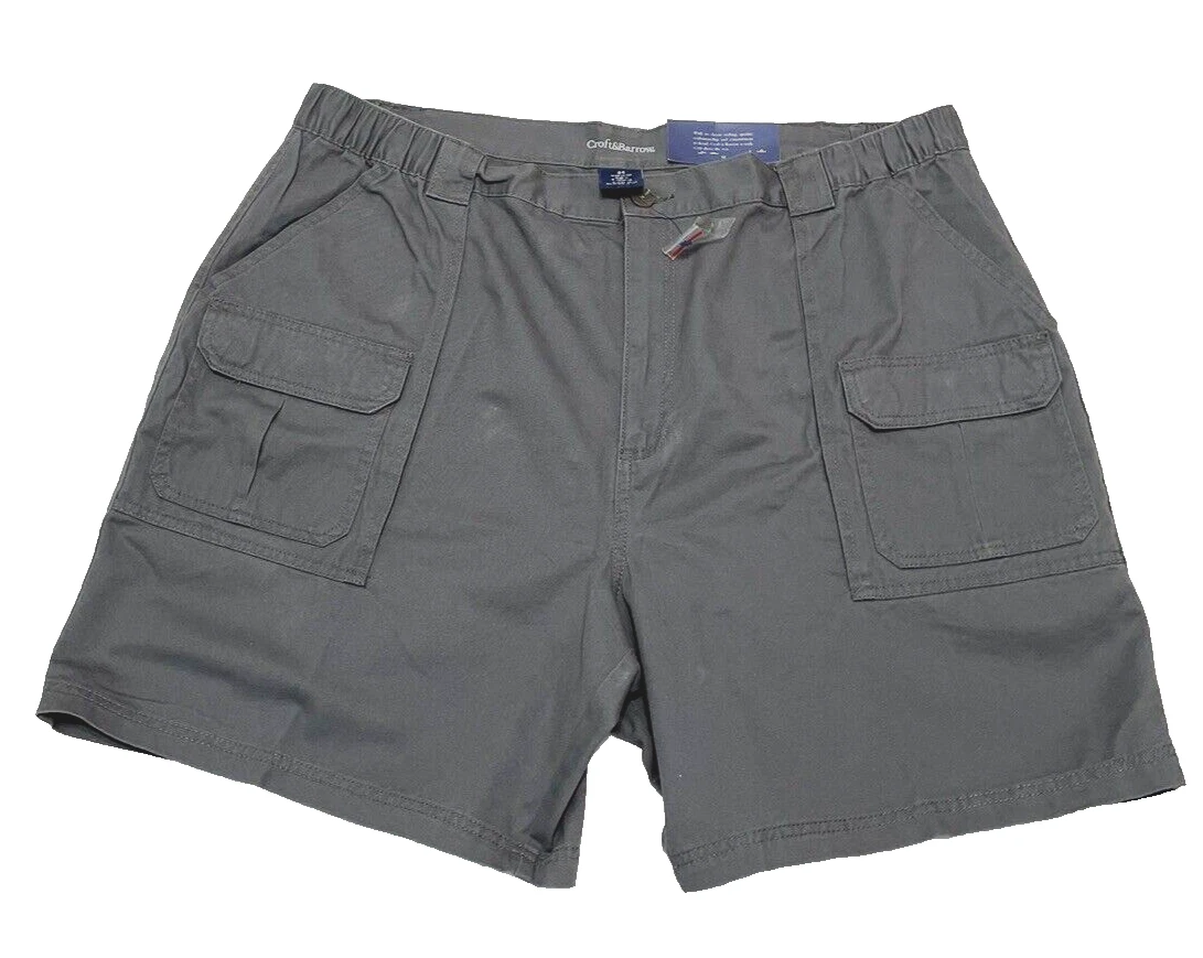 Croft Barrow Men s Cargo Side Elastic Shorts Size 44 Dark Gray