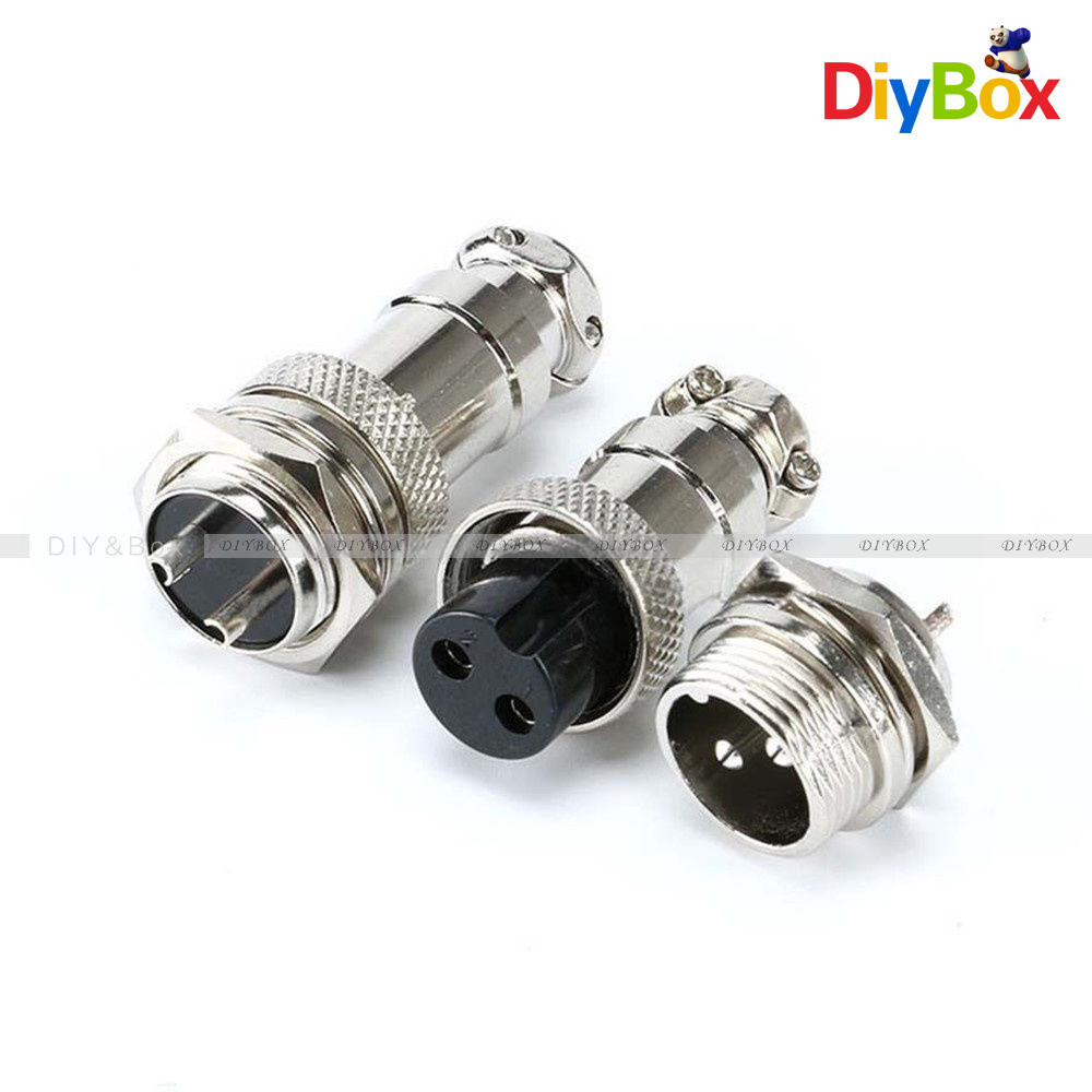 Aviation Plug 2-Pin 16mm GX16-2 Male and Female Panel Metal