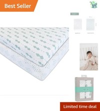 Soft Breathable Jersey Crib Mattress Sheets - Grey Sage, 2-Pack for Infants