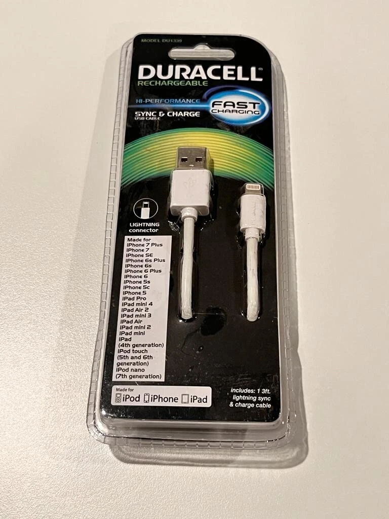 suelo Abuelos visitantes guapo 1 PIECE DURACELL LIGHTING SYNC & CHARGE CABLE 1.3 FT. FAST CHARGING MODEL DU1339 | eBay suelo Abuelos visitantes guapo 1 PIECE DURACELL LIGHTING SYNC & CHARGE CABLE 1.3 FT. FAST CHARGING MODEL DU1339 | eBay
