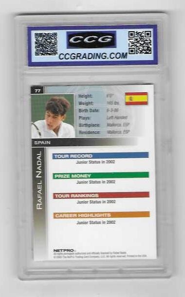 Carte à Collectionner Rafael Nadal ROOKIE 2003 Netpro SGC 9 - Gradée
