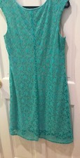 R M Richards Turquoise Lace Shift Dress, Size 14