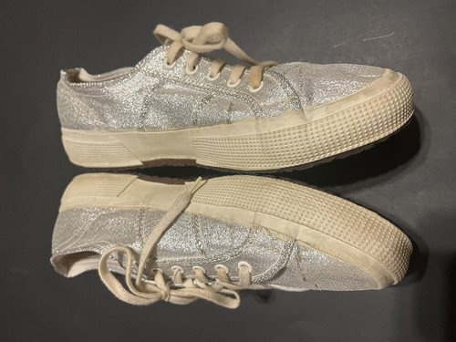 Superga Silver Metallic Fashion Sneakers Athletic Shoes Women's Size 7/8 38 - Picture 4 of 6