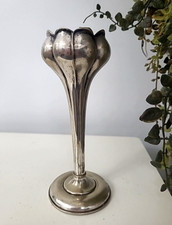 Vintage Silver Plated Flower Bud Vase/Candle Holder Tulip Shape Art Noveau Style