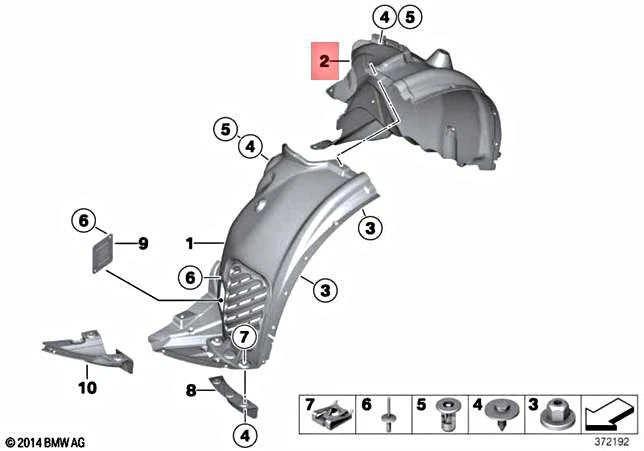 BMW OEM 11-16 X3-Front Fender Liner Splash Shield Right  
