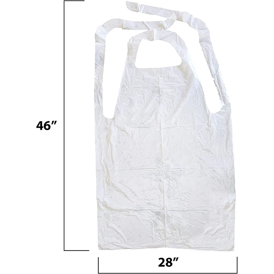 MT Products Disposable White Heavy Weight Plastic Apron 46" x 28" - Pack of 500 - Image 2 of 4