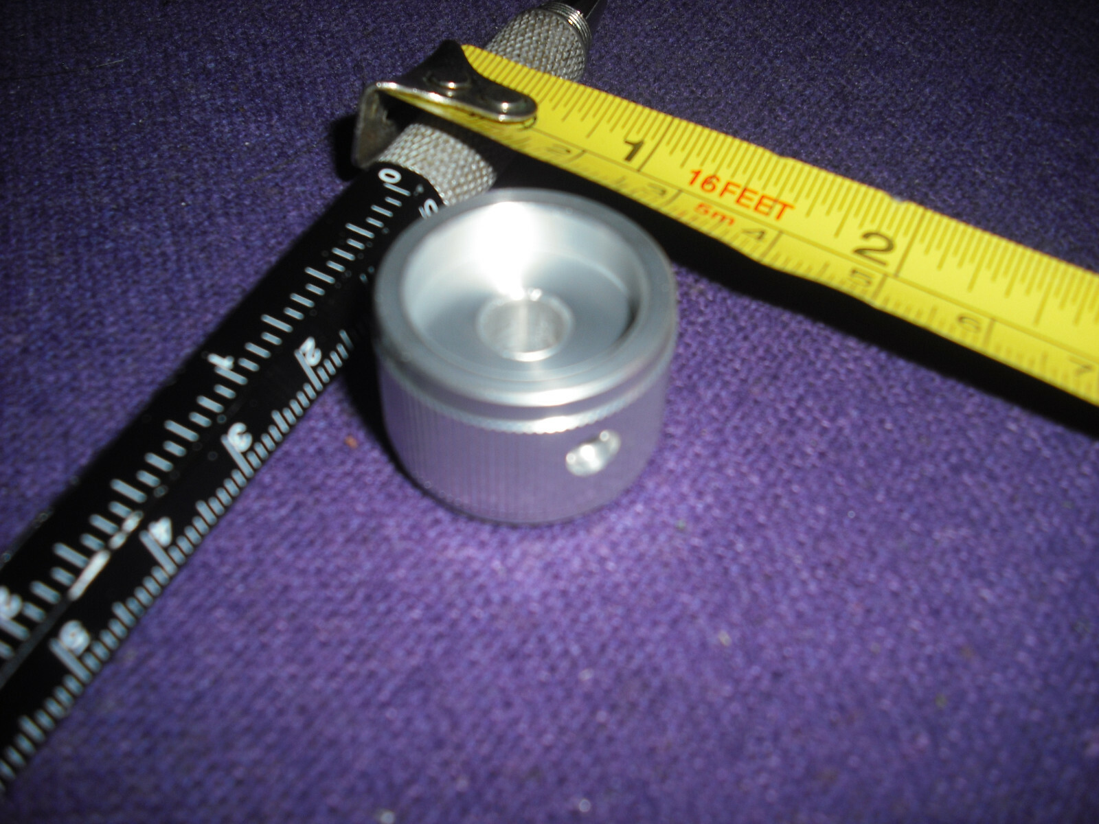 23.8mm silver fluted aluminium knob 6.35mm grub screw fixing solid